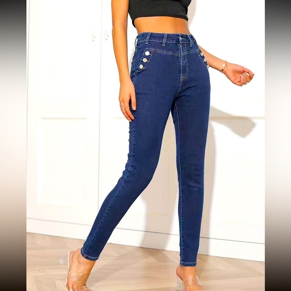 High-Rise Skinny Jeans for Women - Dark Blue